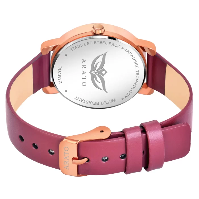 Women's Rose Gold & Brown Round Watch