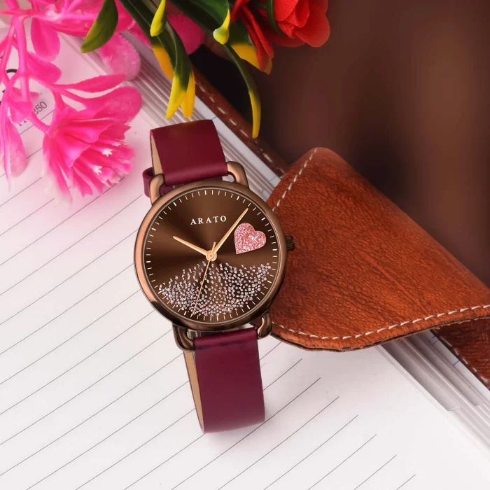 Women's Brown Dial Round Watch