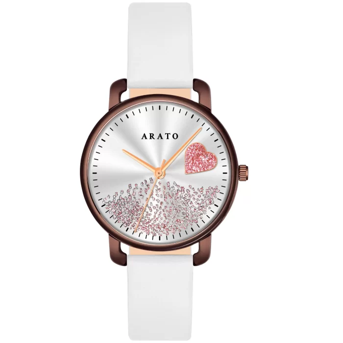 Women's Silver & Brown Round Watch