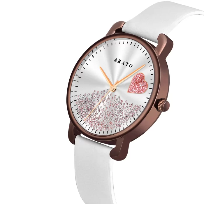 Women's Silver & Brown Round Watch