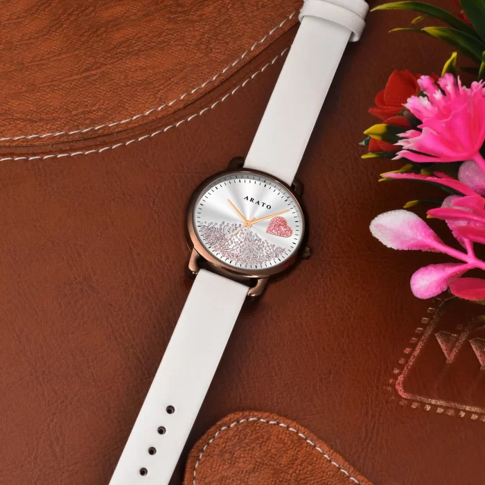 Women's Silver & Brown Round Watch