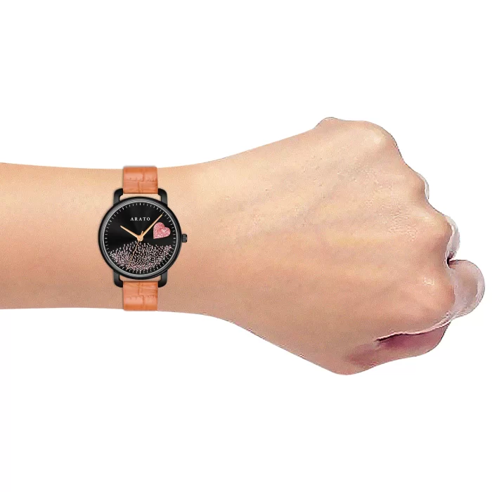 Women's Black Round Watch