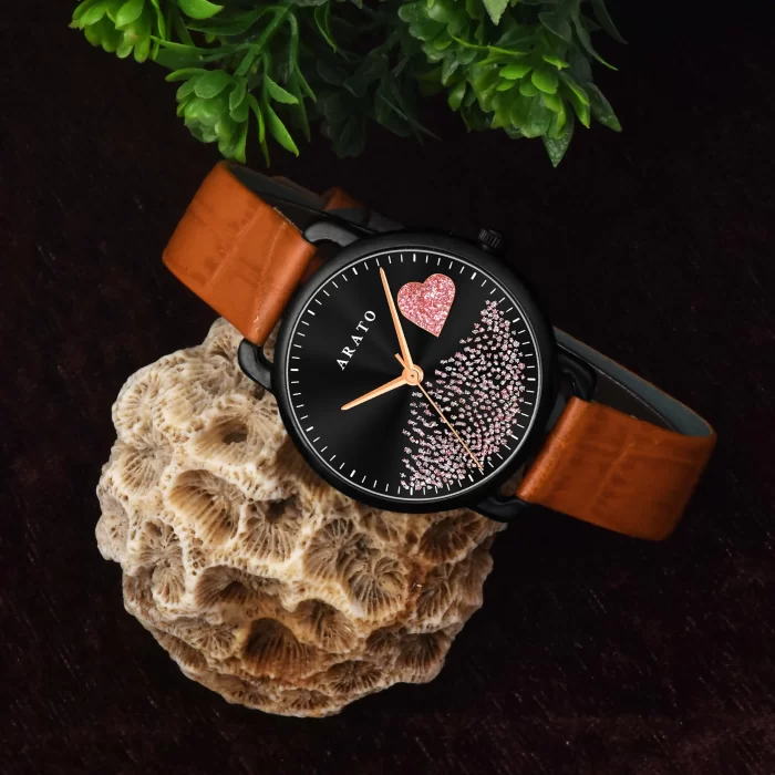 Women's Black Round Watch